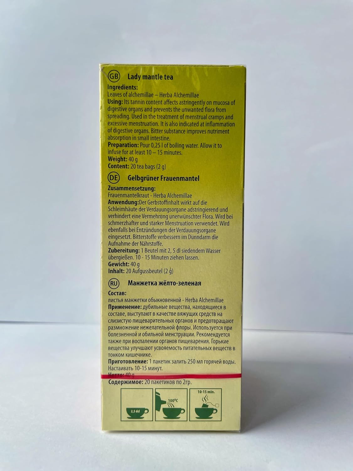 Lady’s Mantle Herbal Tea – Alchemilla Vulgaris (1 Pack, 20 Tea Bags, 40g) - Image 3