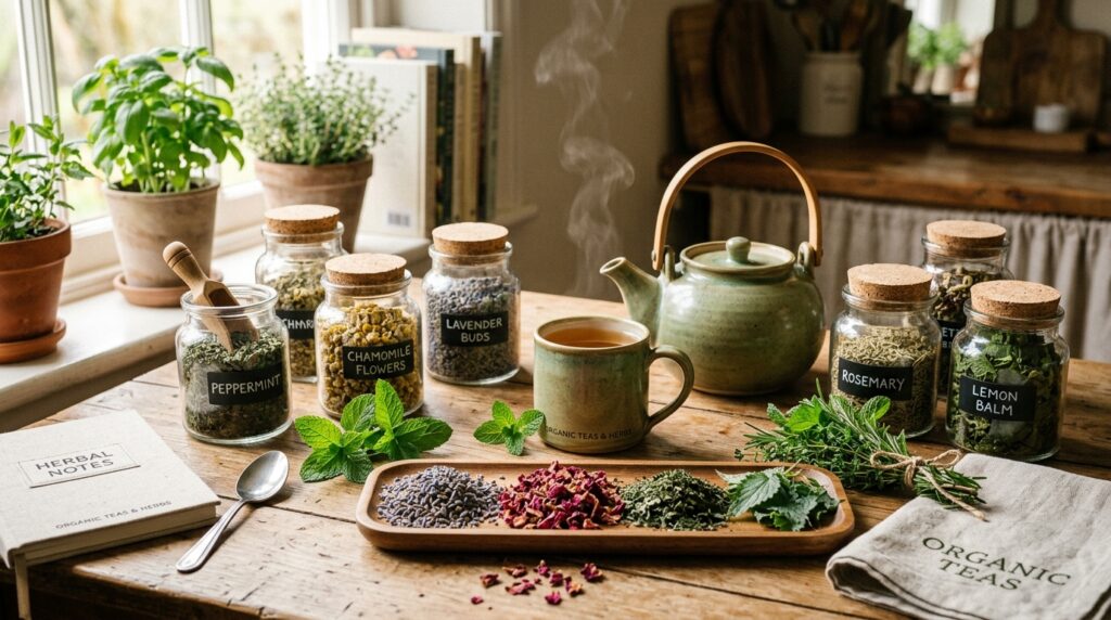 Organic dried herbs and flowers for Slovakian herbal tea